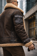 Men’s Premium Aviator Jacket with Sherpa Lining – Winter Leather Style
