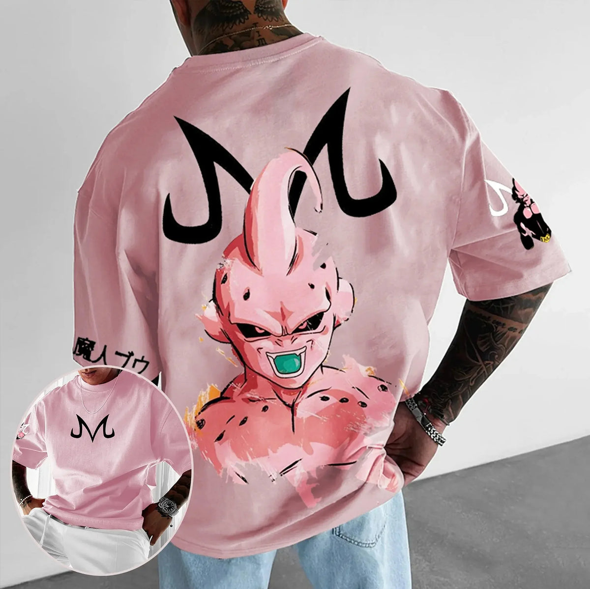 Oversized Streetwear Plus Size Majin Boo Pink Shirt
