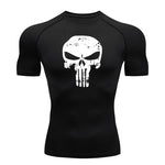 Dry Fit Athleisure Punisher Skull Print Compression Shirt