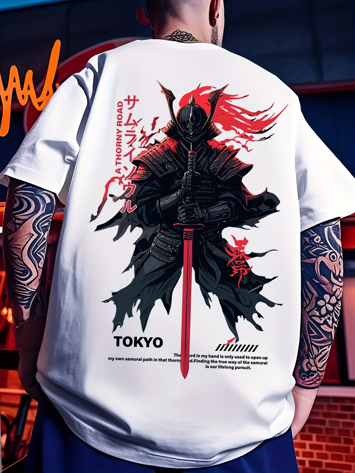 Oversized Streetwear Plus Size Japanese Samurai