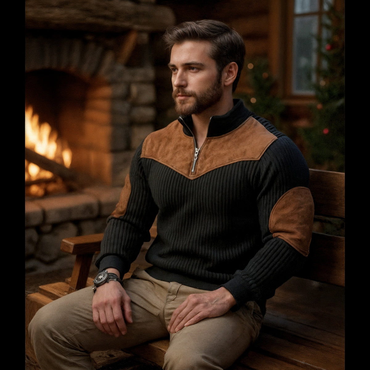 Men's high-neck bomber sweatshirt