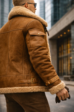 Men’s Premium Aviator Jacket with Sherpa Lining – Winter Leather Style
