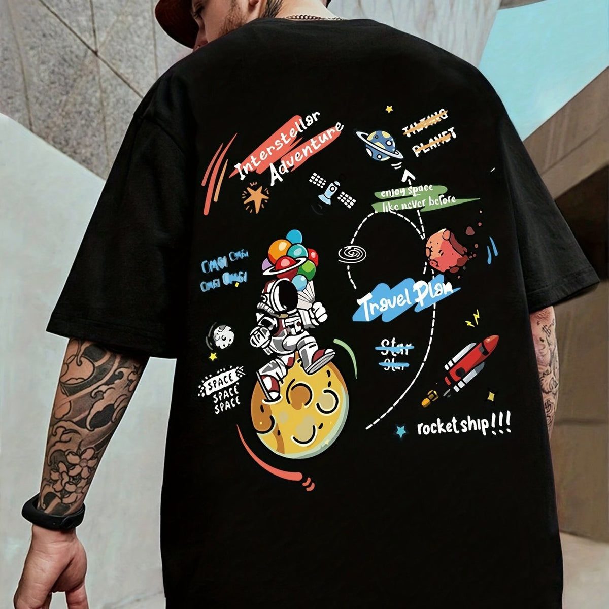 Oversized Streetwear Plus Size Cotton Space Adventure