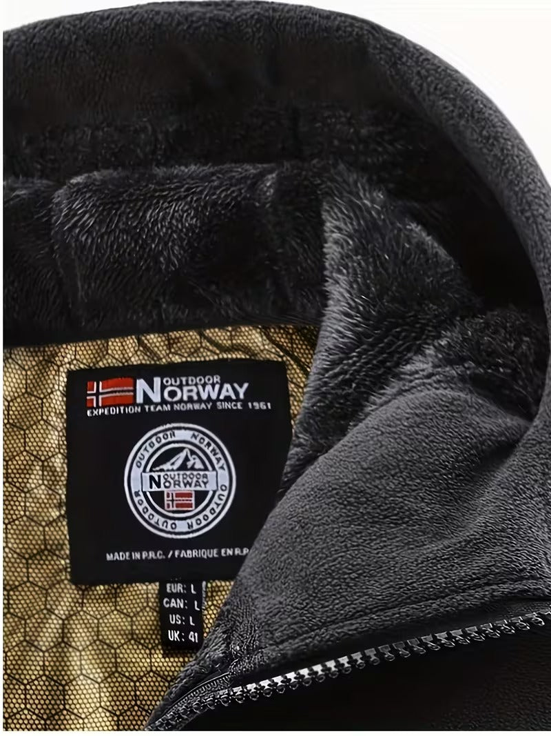 Men's warm Norwegian sporty fleece jacket with hood.