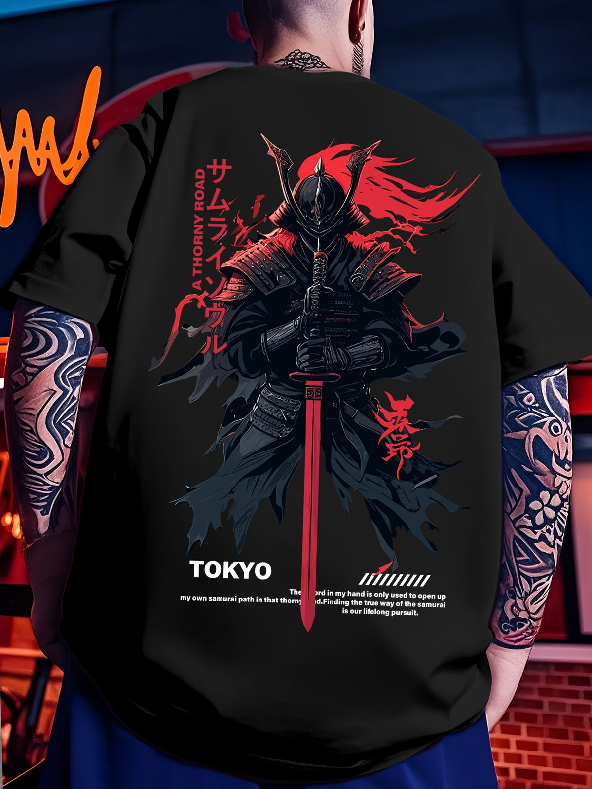 Oversized Streetwear Plus Size Japanese Samurai