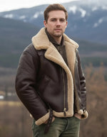 Men's jacket in thick leather with a straight cut, autumn/winter.