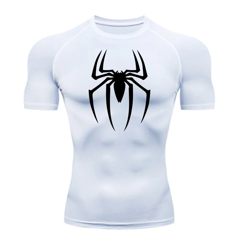 Dry Fit Athleisure Spider Print Compression Shirt