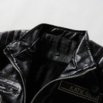 Men's motorcycle fleece leather jacket.