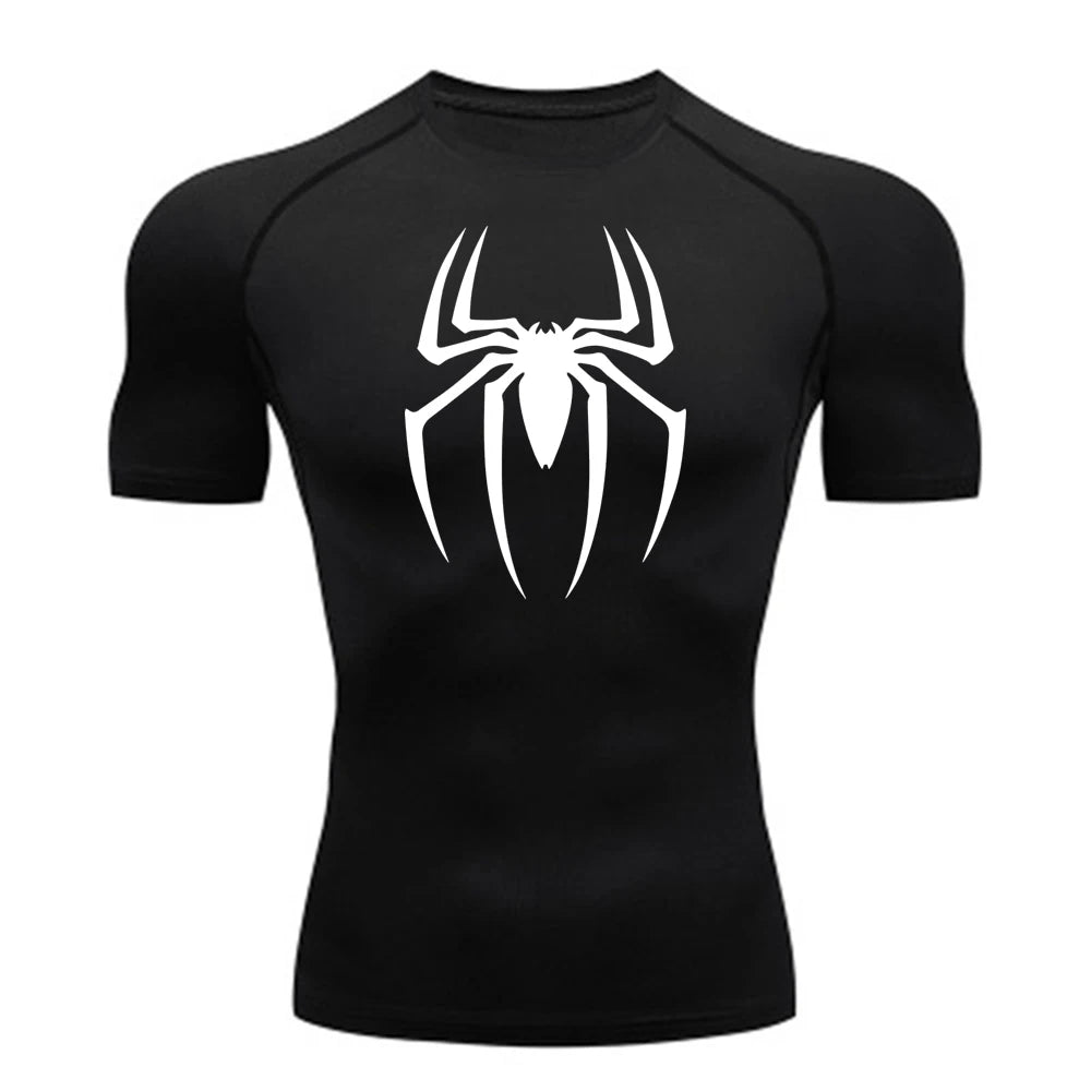 Dry Fit Athleisure Spider Print Compression Shirt