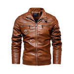 Men's motorcycle fleece leather jacket.