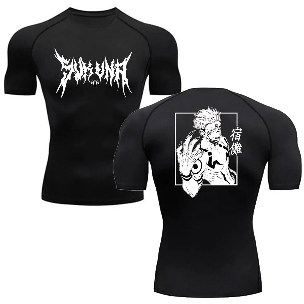 Dry Fit Athleisure Anime Jujutsu Kaisen Print Compression Shirt