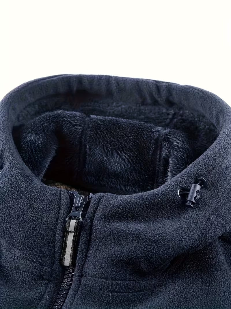 Men's warm Norwegian sporty fleece jacket with hood.
